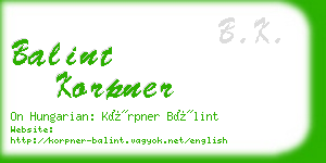 balint korpner business card